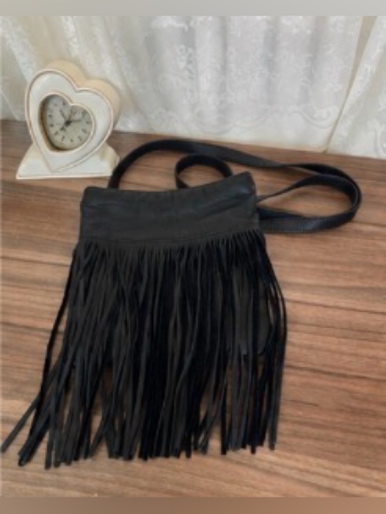 margot Handbags - Margot Genuine Leather Black Fringe Crossbody Bag Boho Festival Purse EUC